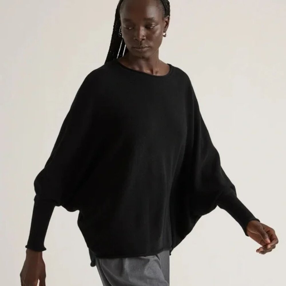 Quince Mongolian Cashmere Batwing Sweater Black S/M